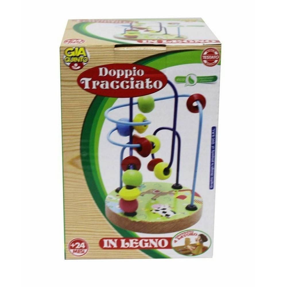 DOPPIO TRACCIATO PERCORSO IN LEGNO GIOCATTOLO GIOCO EDUCATIVO PER BAMBINI +24 M