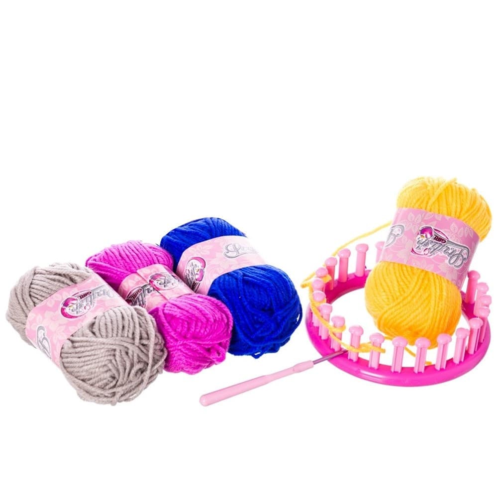 GIOCATTOLO MAGLIERIA MAGICA BAMBINI TELAIO LAVORI A MAGLIA 4 GOMITOLI COLORATI - 3