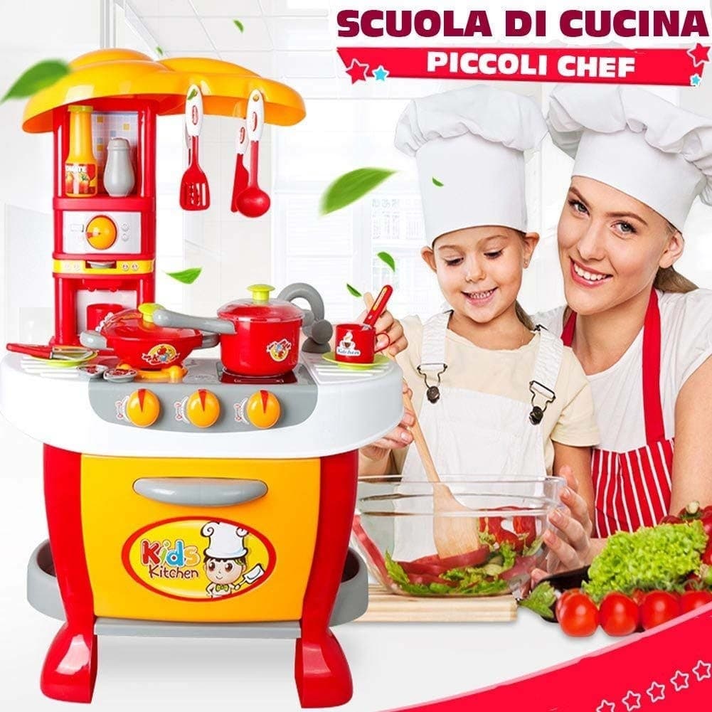 CUCINA SCUOLA PICCOLI CUOCHI FORNELLO CON LUCI E SUONI E ACCESSORI DI GIOCO - 2