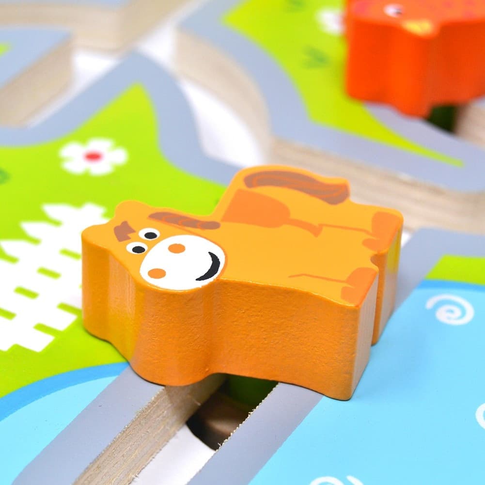 PUZZLE GIOCO LABIRINTO IN LEGNO ANIMALI DELLA FATTORIA GIOCATTOLO PER BAMBINI - 3
