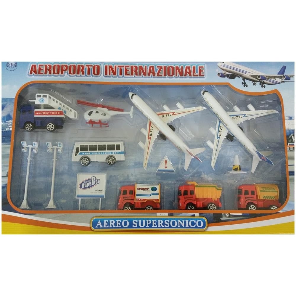 SET AEREOPORTO INTERNAZIONALE AEREO CAMION BAMBINI DA 3 ANNI GIOCATTOLO