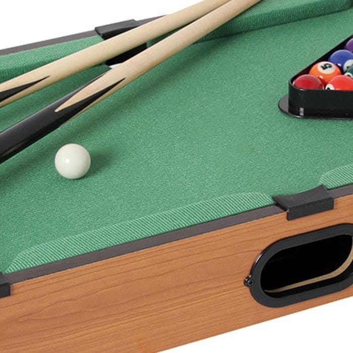 MINI BILIARDO DA TAVOLO GIOCO IN LEGNO CON 2 STECCHE PALLE GESSO E TRIANGOLO - 2