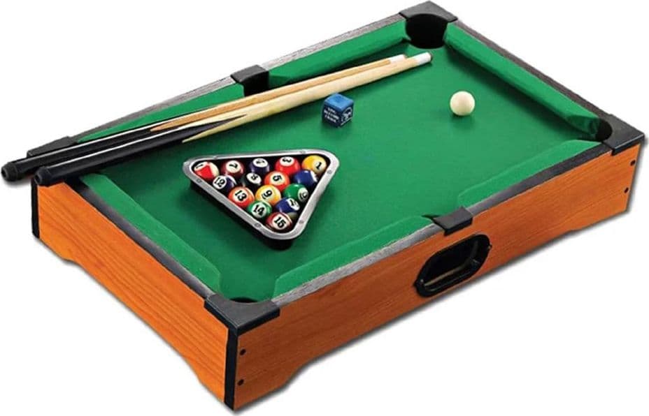 MINI BILIARDO DA TAVOLO GIOCO IN LEGNO CON 2 STECCHE PALLE GESSO E TRIANGOLO 737419 - 4