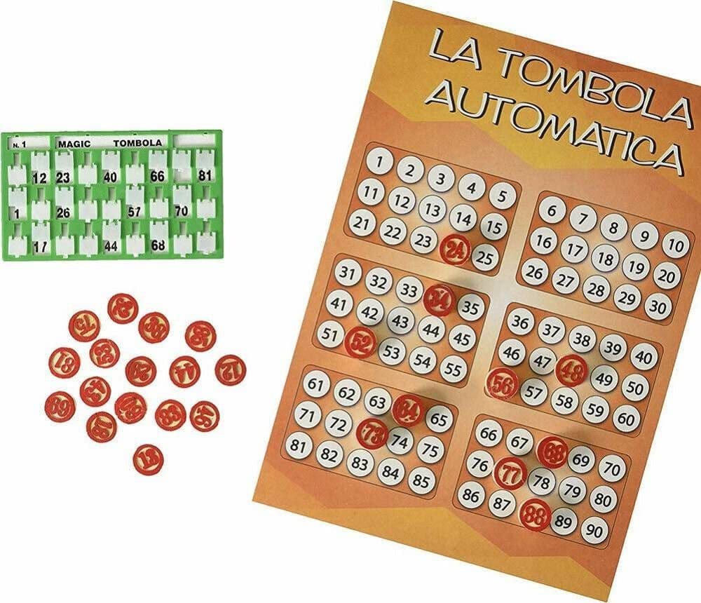 TOMBOLA MAGIC TOMBOLINA CON 24 CARTELLE CARTELLONE E NUMERI IN LEGNO - 3