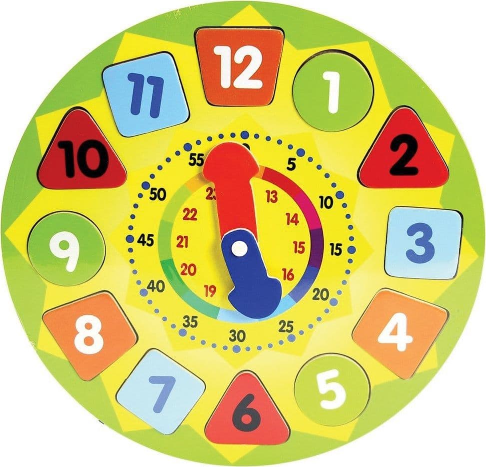 PUZZLE OROLOGIO GIOCATTOLO PER BAMBINI IN LEGNO GIOCO EDUCATIVO CON NUMERI 30CM - 1