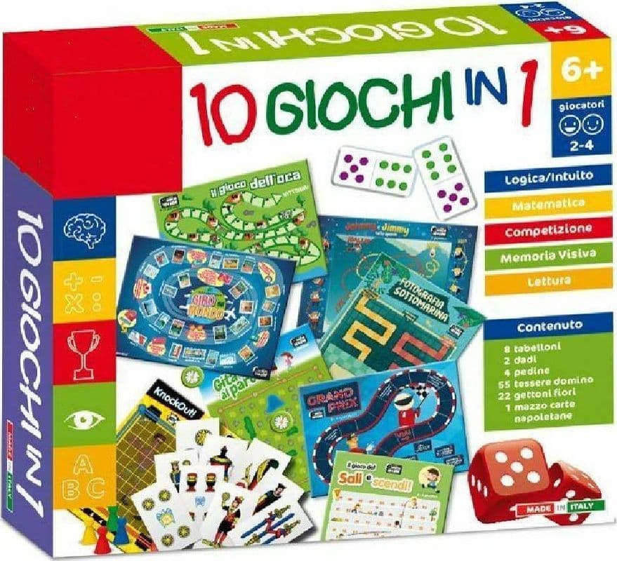 GIOCHI DI SOCIETà DA TAVOLO 2-4 GIOCATORI 10IN1 LOGICA INTUITO GIOCATTOLO GIOCO