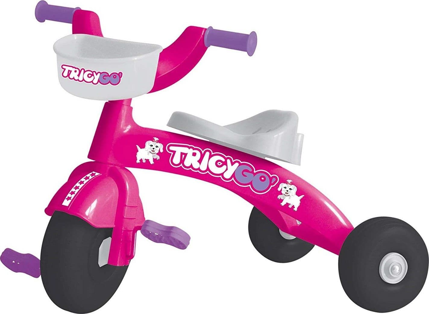 TRICICLO BICI SCOOTER 3 RUOTE CON PEDALI BAMBINA BABY TRICYGO' CAGNOLINO FUCSIA
