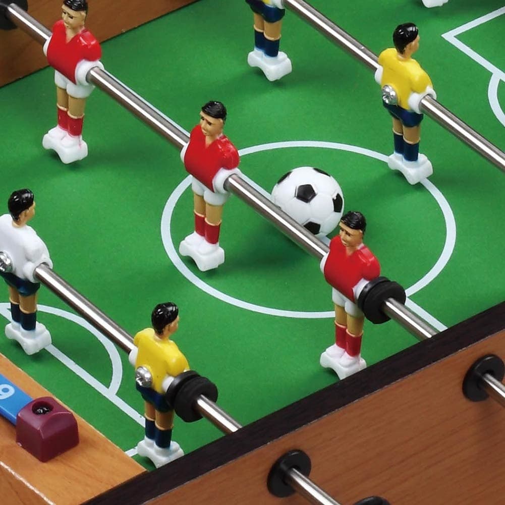 CALCIO BALILLA BILIARDINO DA TAVOLO IN LEGNO CON 4 STECCHE E 12 OMINI 35X22X7CM - 3