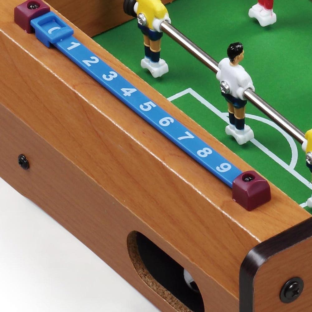 CALCIO BALILLA BILIARDINO DA TAVOLO IN LEGNO CON 4 STECCHE E 12 OMINI 35X22X7CM - 5