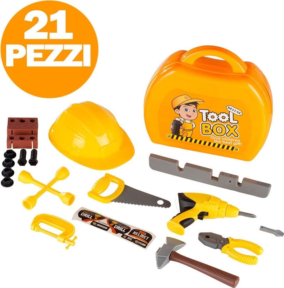 ATTREZZI FERRAMENTA FAI DA TE PER BAMBINI CON SCATOLA TOOLBOX PLAYSET - 2