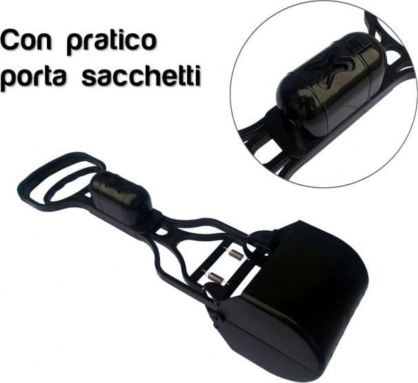 Paletta con pinza raccogli feci deiezioni animali + portabuste e rotolo - 3