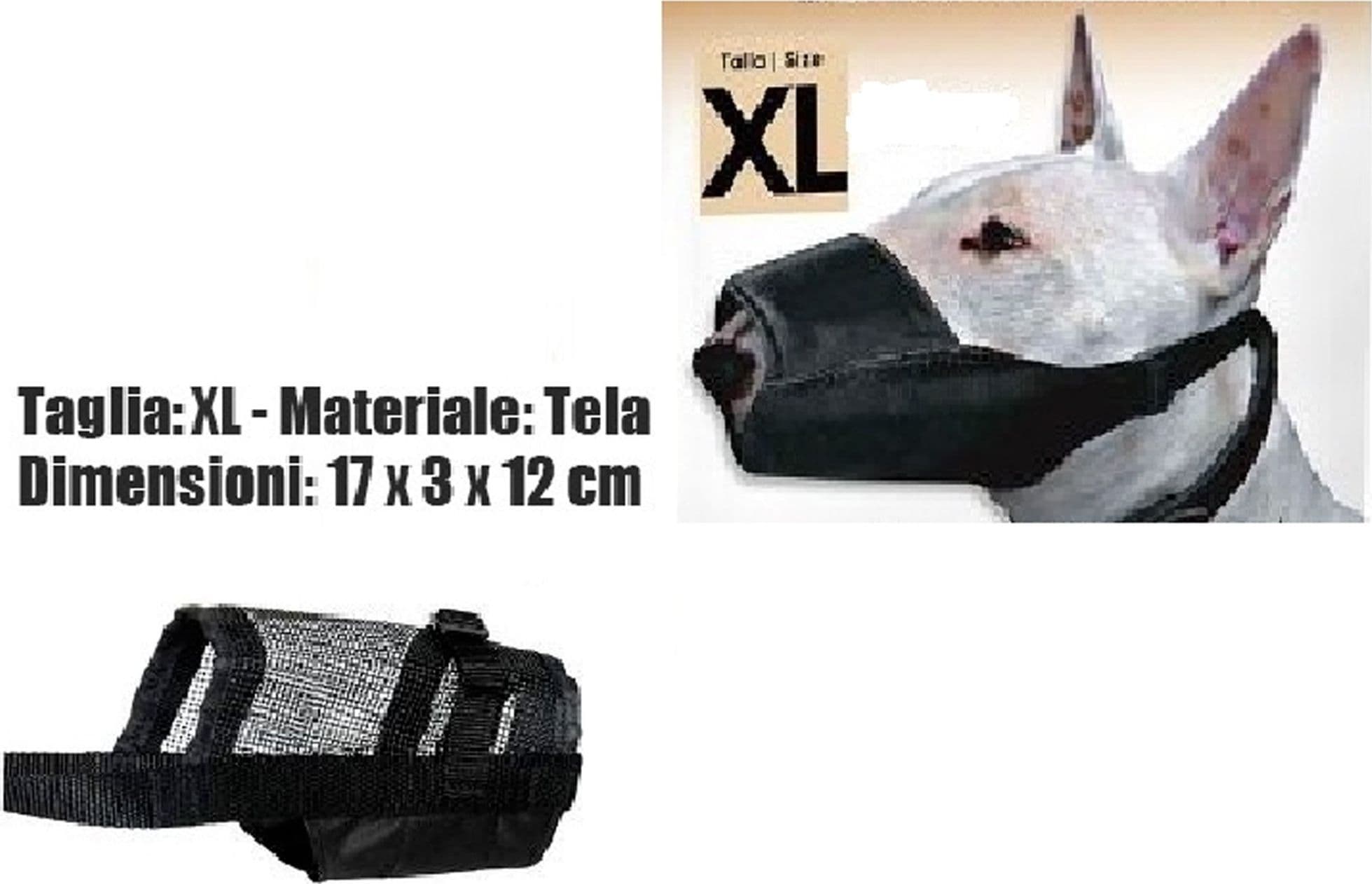 MUSERUOLA CANE MISURA XL IN TELA ROBUSTA LEGGERA ATOSSICA LAVABILE NERO