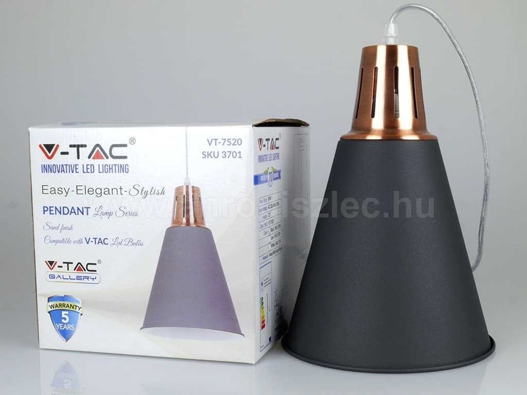 LAMPADARIO PENDENTE LAMPADA A SOSPENSIONE COLORE NERO SABBIA ALLUMINIO VT-7520 - 5
