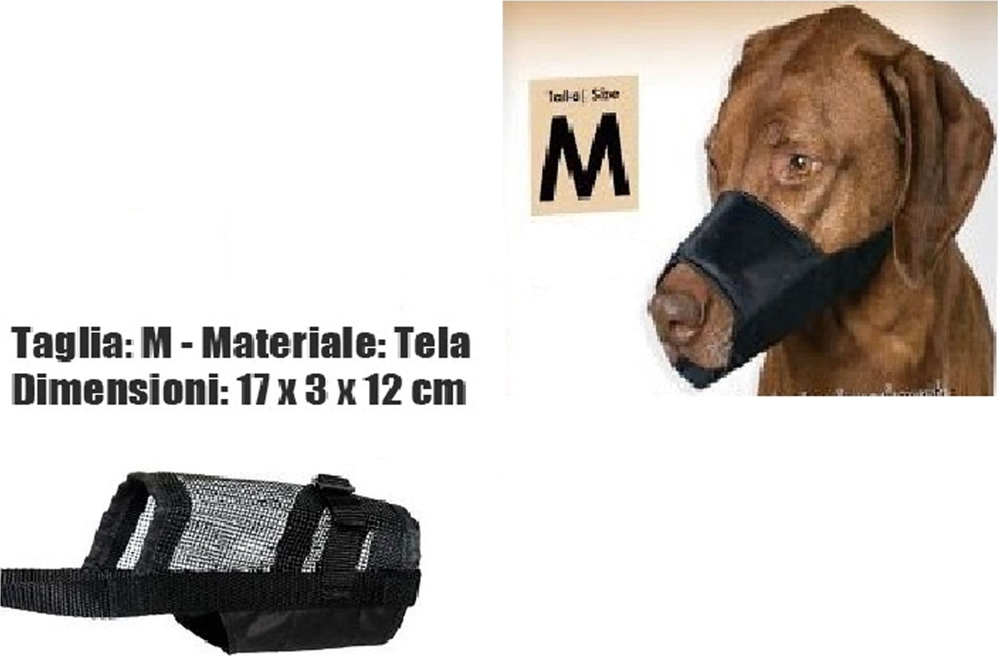 MUSERUOLA CANE MISURA M IN TELA ROBUSTA LEGGERA ATOSSICA LAVABILE NERO
