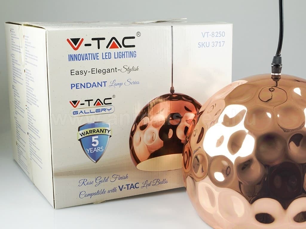 LAMPADARIO PENDENTE LAMPADA A SOSPENSIONE IN METALLO CONO ORO ROSA RAME VT-8250 - 5