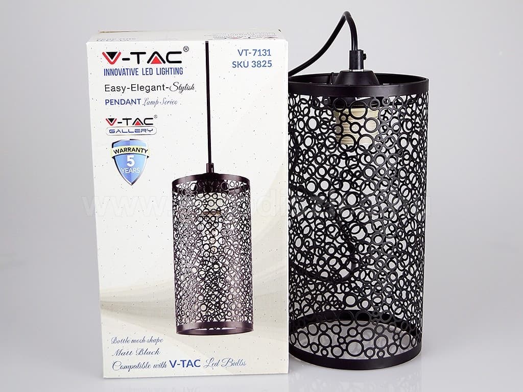 LAMPADARIO PENDENTE A SOSPENSIONE IN METALLO NERO MATTO STILE ELEGANTE VT-7131 - 6