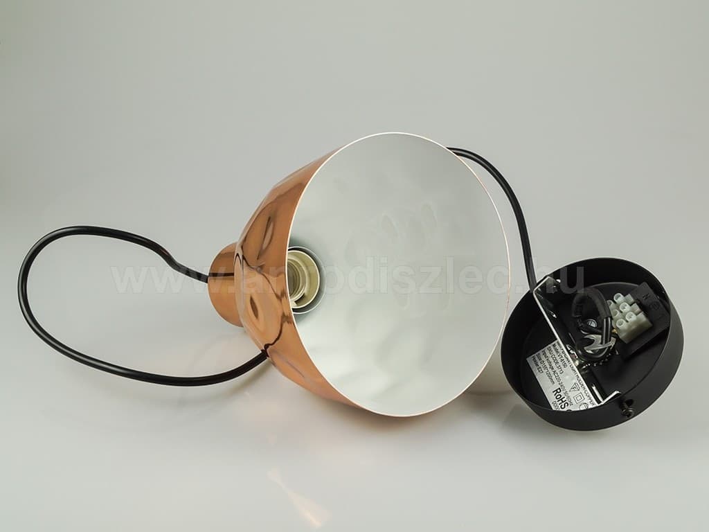 LAMPADARIO PENDENTE LAMPADA A SOSPENSIONE IN METALLO CONO ORO ROSA RAME VT-8150 - 4