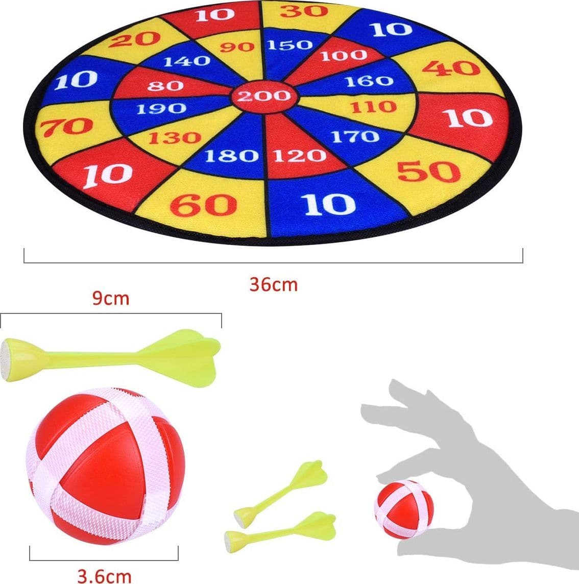 GIOCO TIRASSEGNO TIRO AL BERSAGLIO SOFT CON FRECCETTE E PALLINE 36CM - 3
