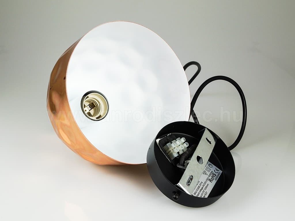 LAMPADARIO PENDENTE LAMPADA A SOSPENSIONE IN METALLO CONO ORO ROSA RAME VT-8170 - 3