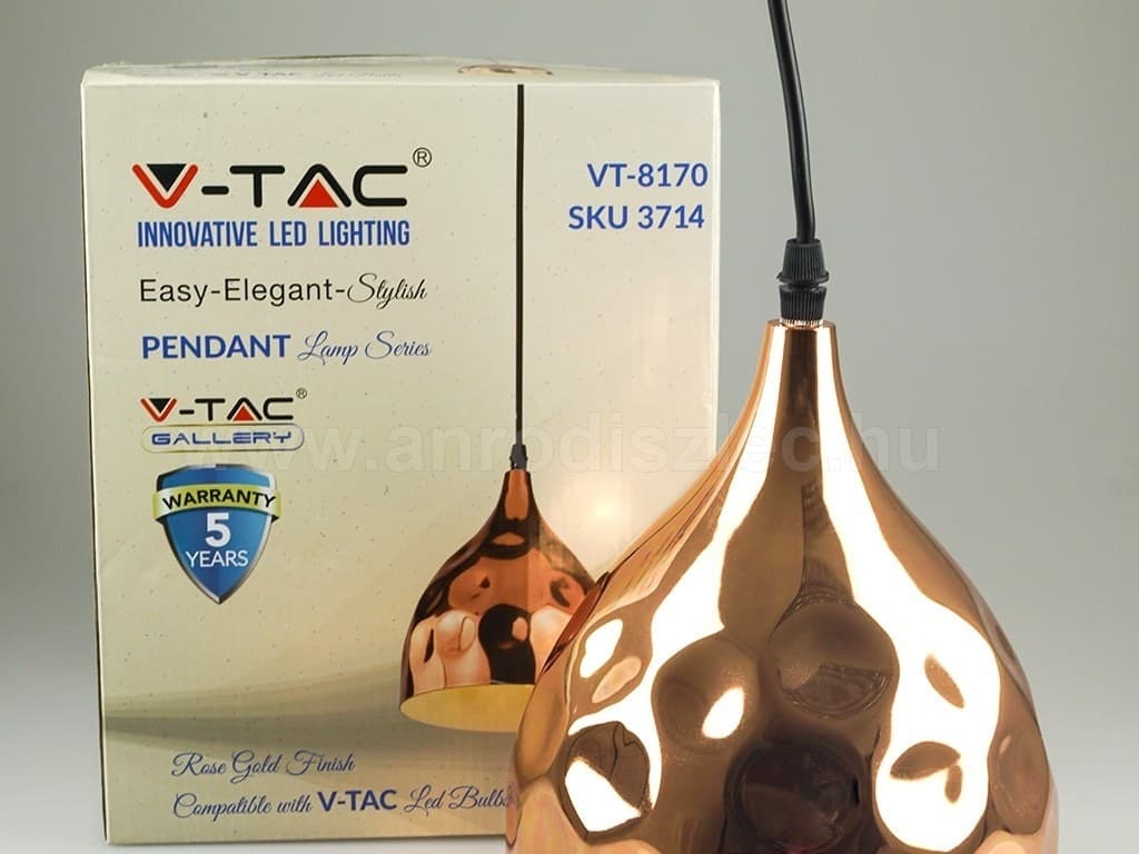 LAMPADARIO PENDENTE LAMPADA A SOSPENSIONE IN METALLO CONO ORO ROSA RAME VT-8170 - 4