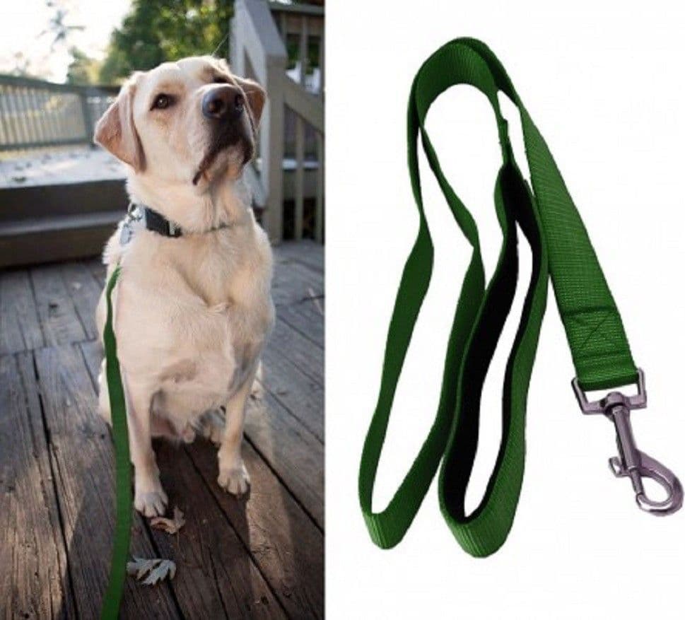 GUINZAGLIO CORTO PER CANE CANI IN NYLON 120CM VERDE MILITARE CON MOSCHETTONE - 5