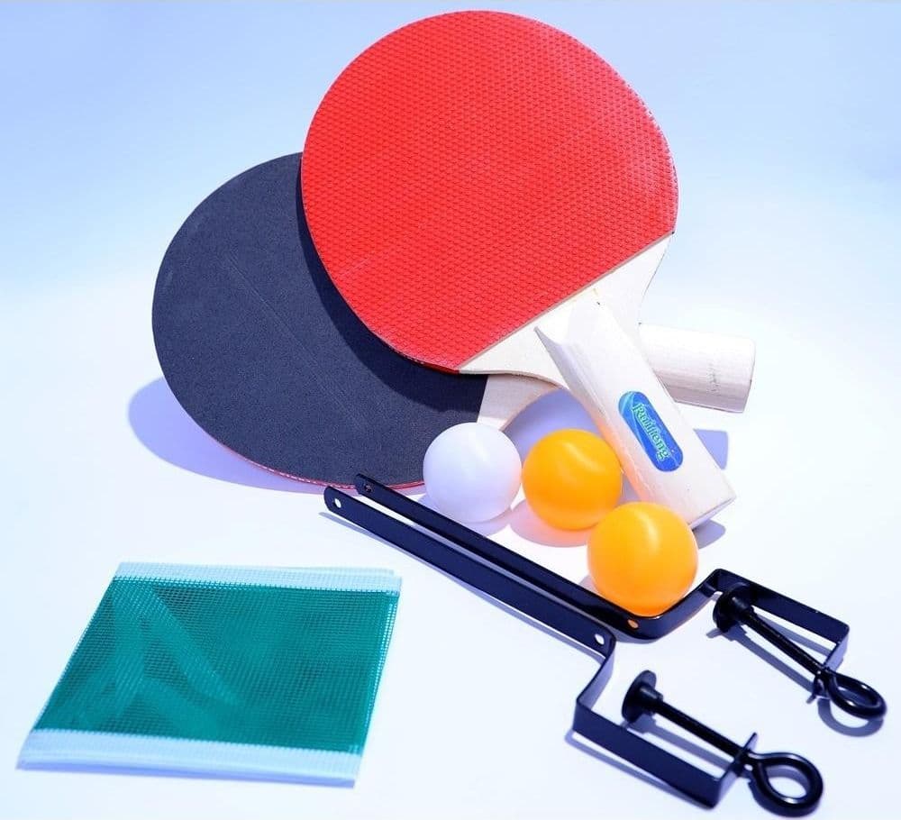 KIT PING PONG TENNIS DA TAVOLO CON RETE 2 RACCHETTE 2 COLORI E 3 PALLINE - 2
