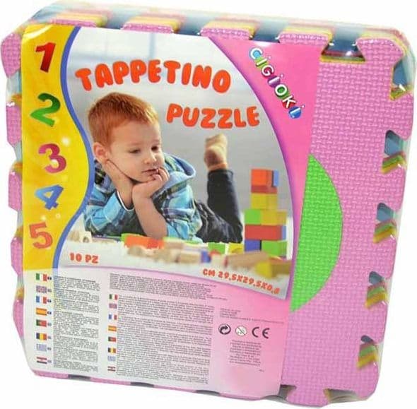 TAPPETO TAPPETINO PUZZLE 10 PEZZI NUMERI MORBIDO DIMENSIONE MATTONELLE 30X30CM - 2