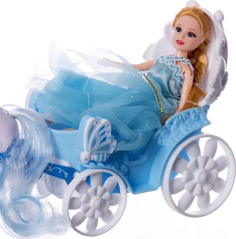 BAMBOLA PRINCIPESSA CON CARROZZA E CAVALLO GIOCATTOLO PER BAMBINI 24X13CM - 3