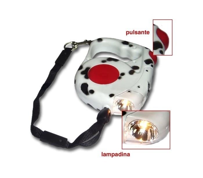 Guinzaglio estendibile maculato 4,5 mt con torcia per cani di tutte le taglie - 2