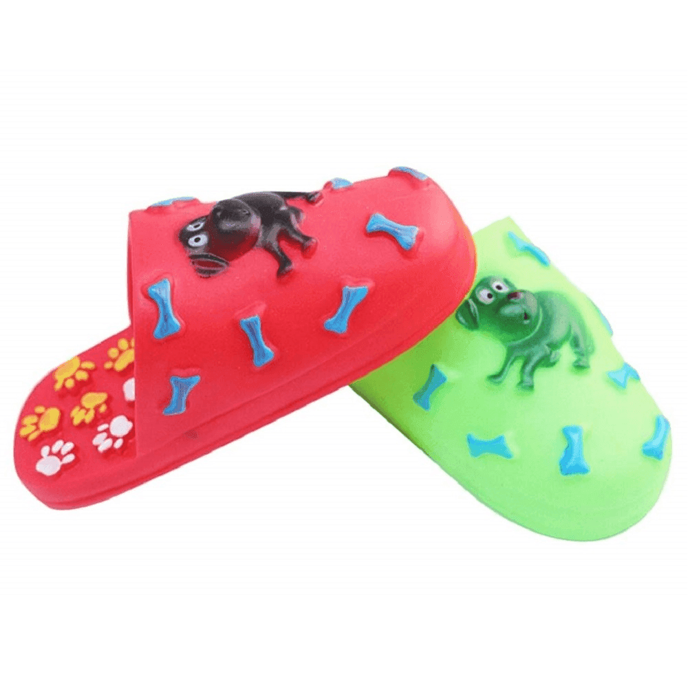 GIOCO PANTOFOLA CIABATTA CON SUONO STRIDULO GOMMA CANI GATTI RESISTENTE MASTICARE