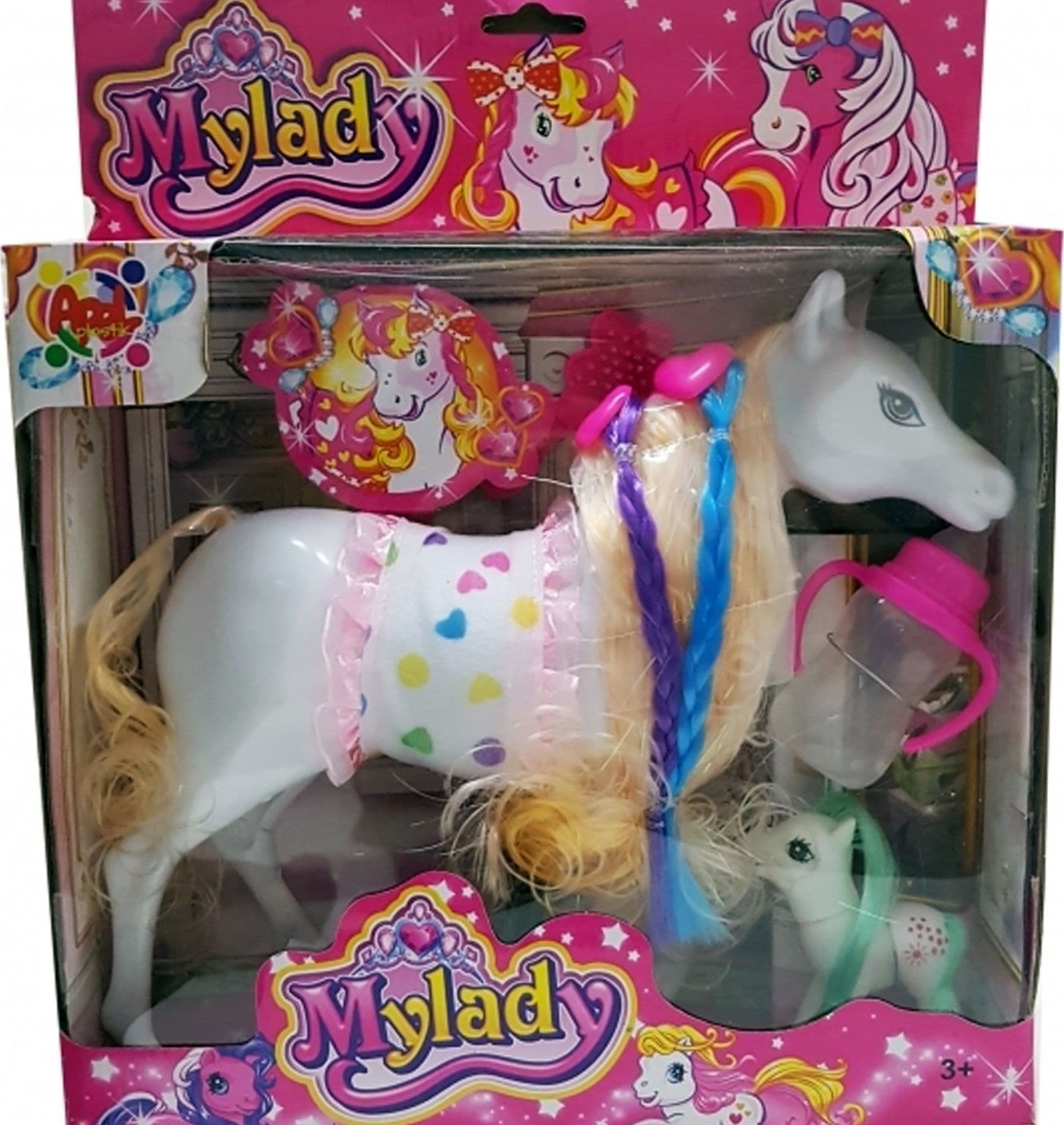 CAVALLO MY LADY CON PONY CRINIERA TRECCE PETTINE BIBERON LITTLE GIOCO BAMBINI