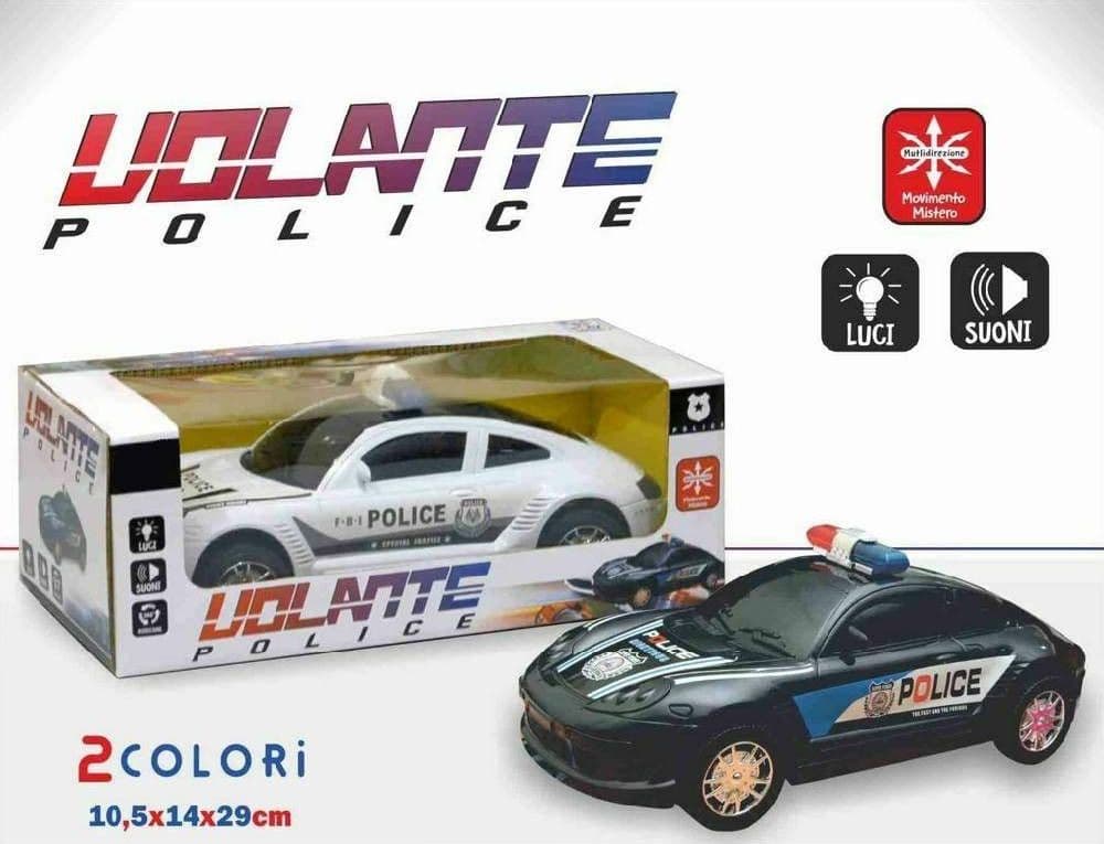VOLANTE POLICE AUTO MACCHINA POLIZIA CON LUCI E SUONI GIOCATTOLO GIOCO BAMBINI