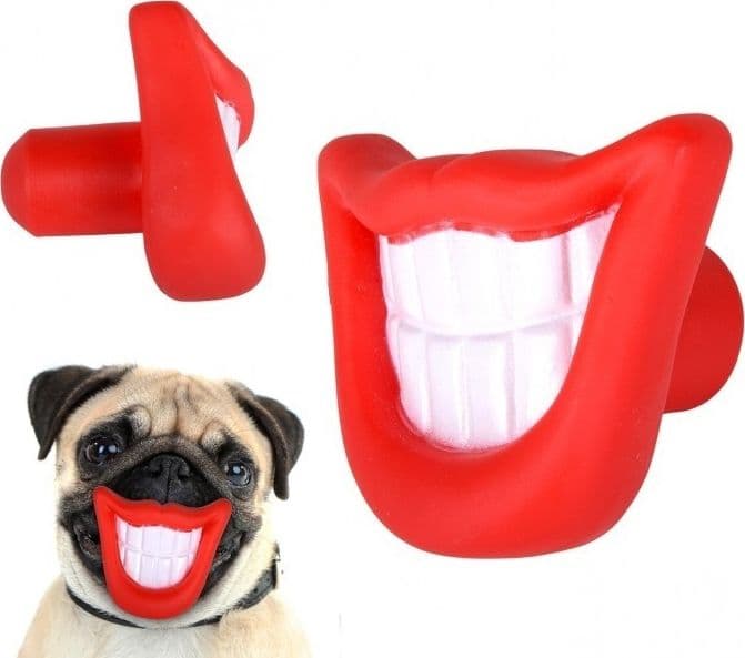 GIOCO DA MORDERE PER CANI SMILE CON SUONO IN GOMMA NATURALE DENTIERA PER CANI - 5