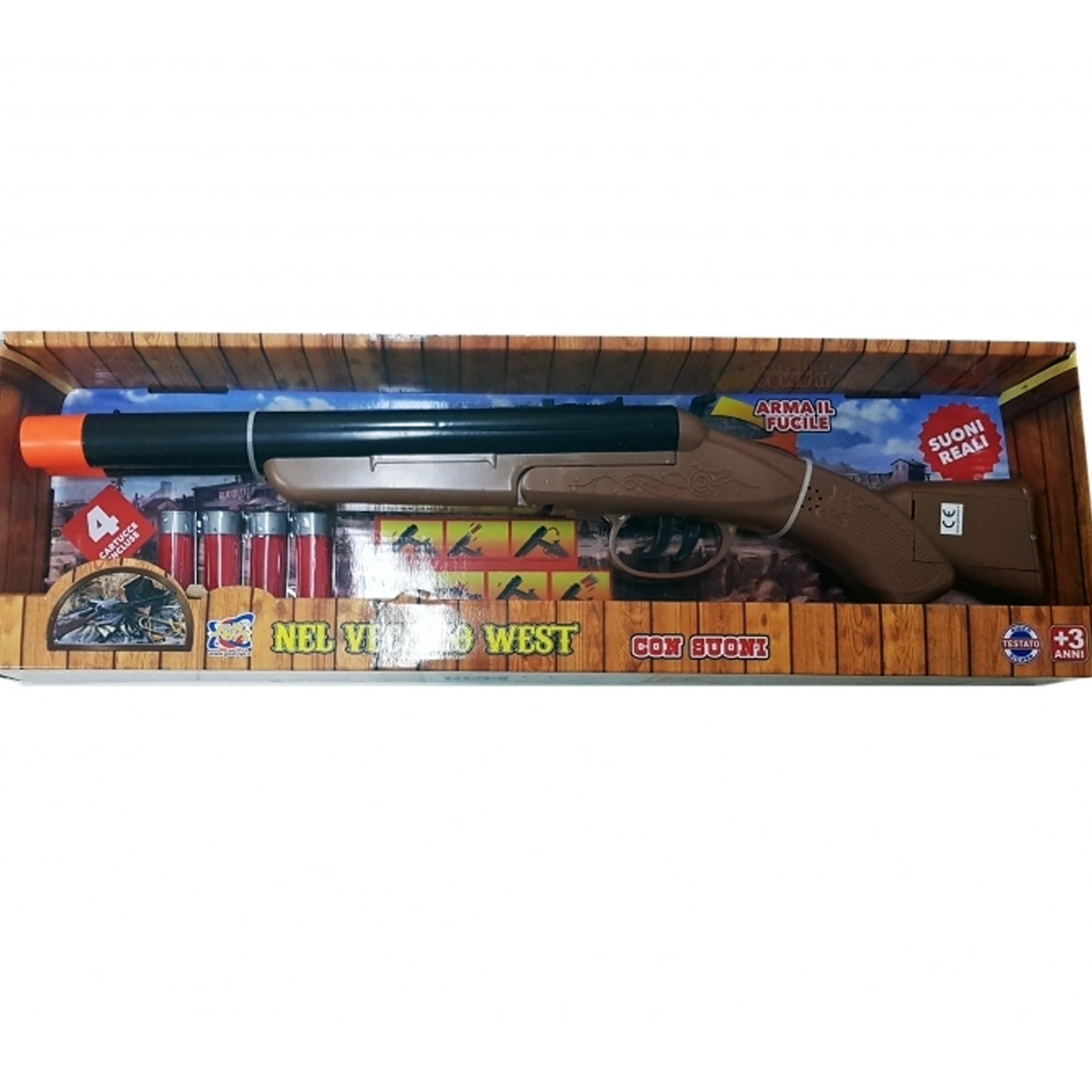 PISTOLA FUCILE CARTUCCE VECCHIO WEST SCHERIFFO COWBOY SUONI ARMA GIOCO BAMBINI