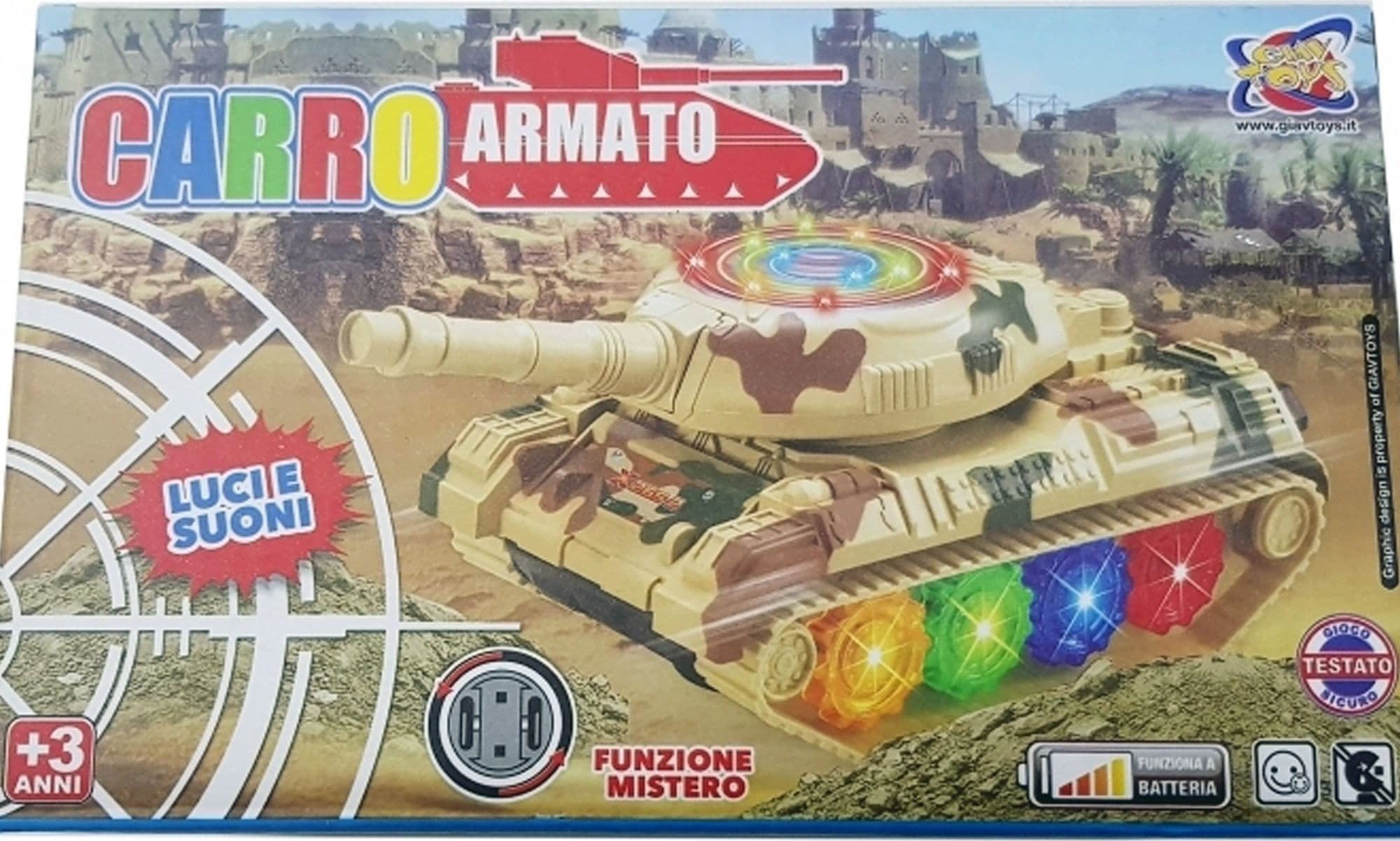 CARRO ARMATO CON LED LUCI SUONI FUNZIONE MISTERO ARMA TIGER GIOCO BAMBINI BIMBO