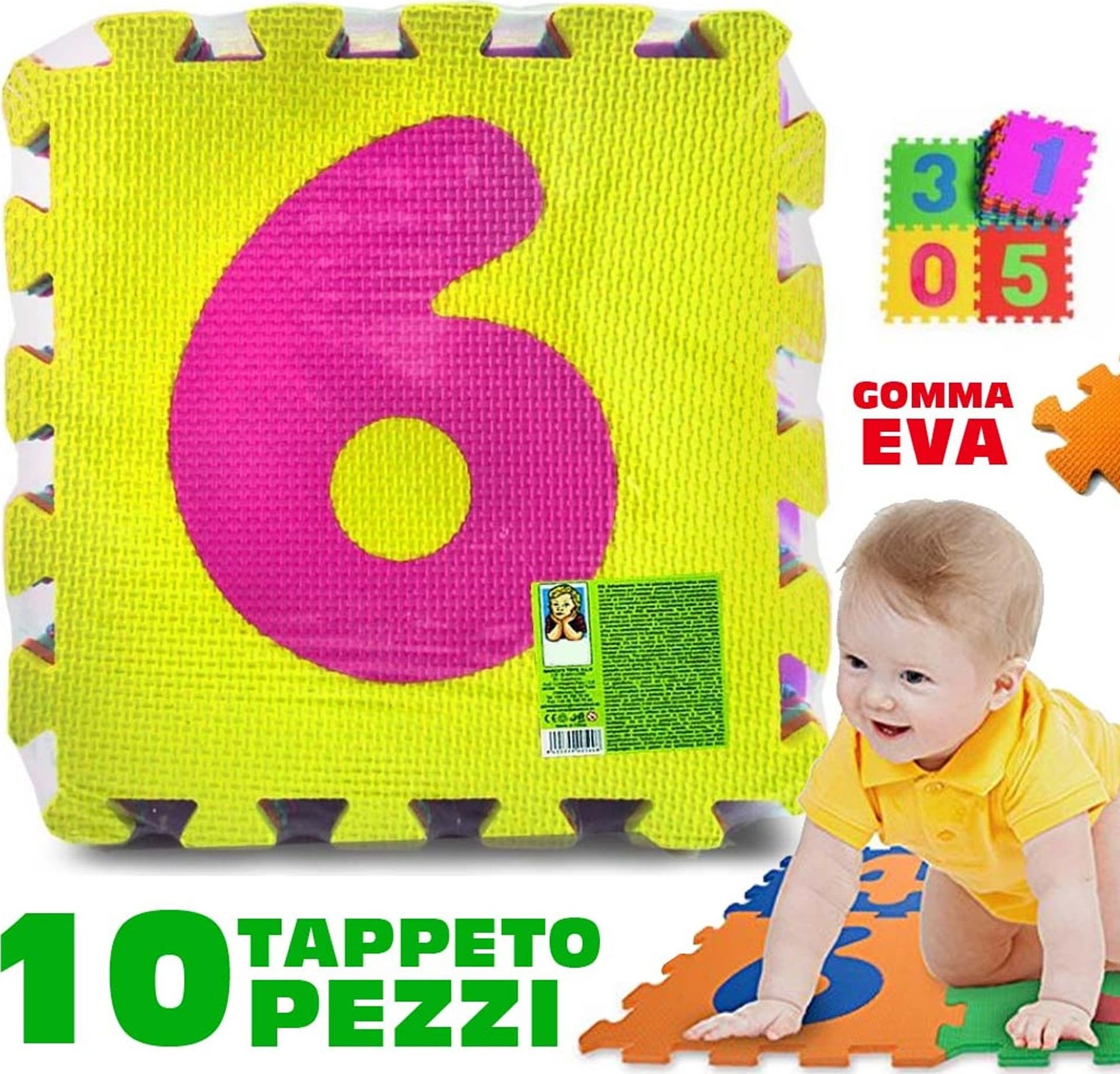 TAPPETO PER BAMBINI DA PAVIMENTO 10 PZ PUZZLE NEONATO ANTIURTO ATOSSICO LAVABILE - 2