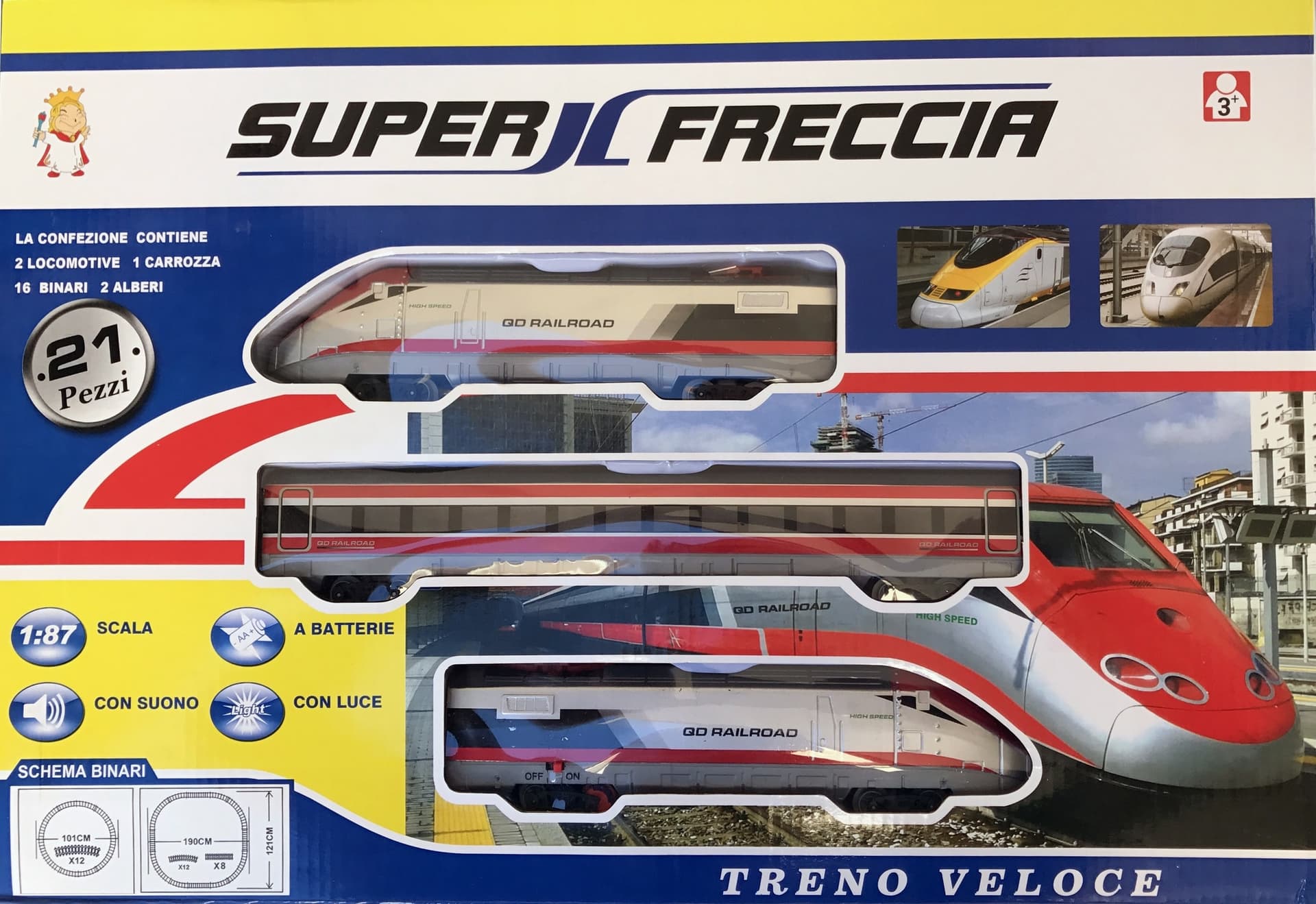 PISTA TRENO TRENINO 21 PEZZI CON BINARI SUPER FRECCIA CARROZZA CON SUONI E LUCI - 2