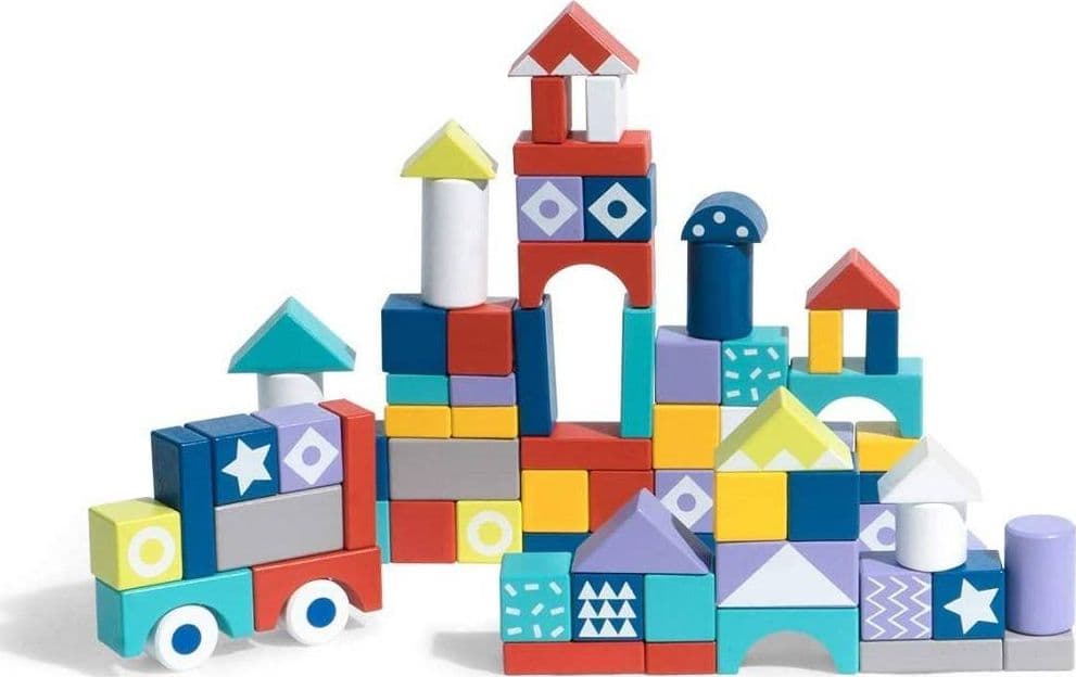 BLOCCHI COLORATI IN LEGNO COSTRUZIONI BUILDING BLOCKS PER BAMBINI 3+ ANNI - 2