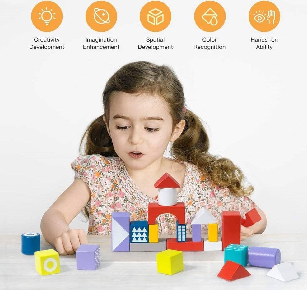 BLOCCHI COLORATI IN LEGNO COSTRUZIONI BUILDING BLOCKS PER BAMBINI 3+ ANNI - 3