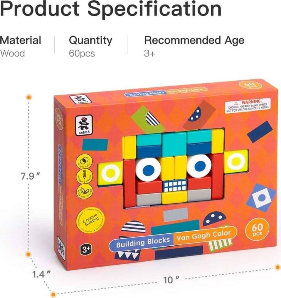 BLOCCHI COLORATI IN LEGNO COSTRUZIONI BUILDING BLOCKS PER BAMBINI 3+ ANNI - 6