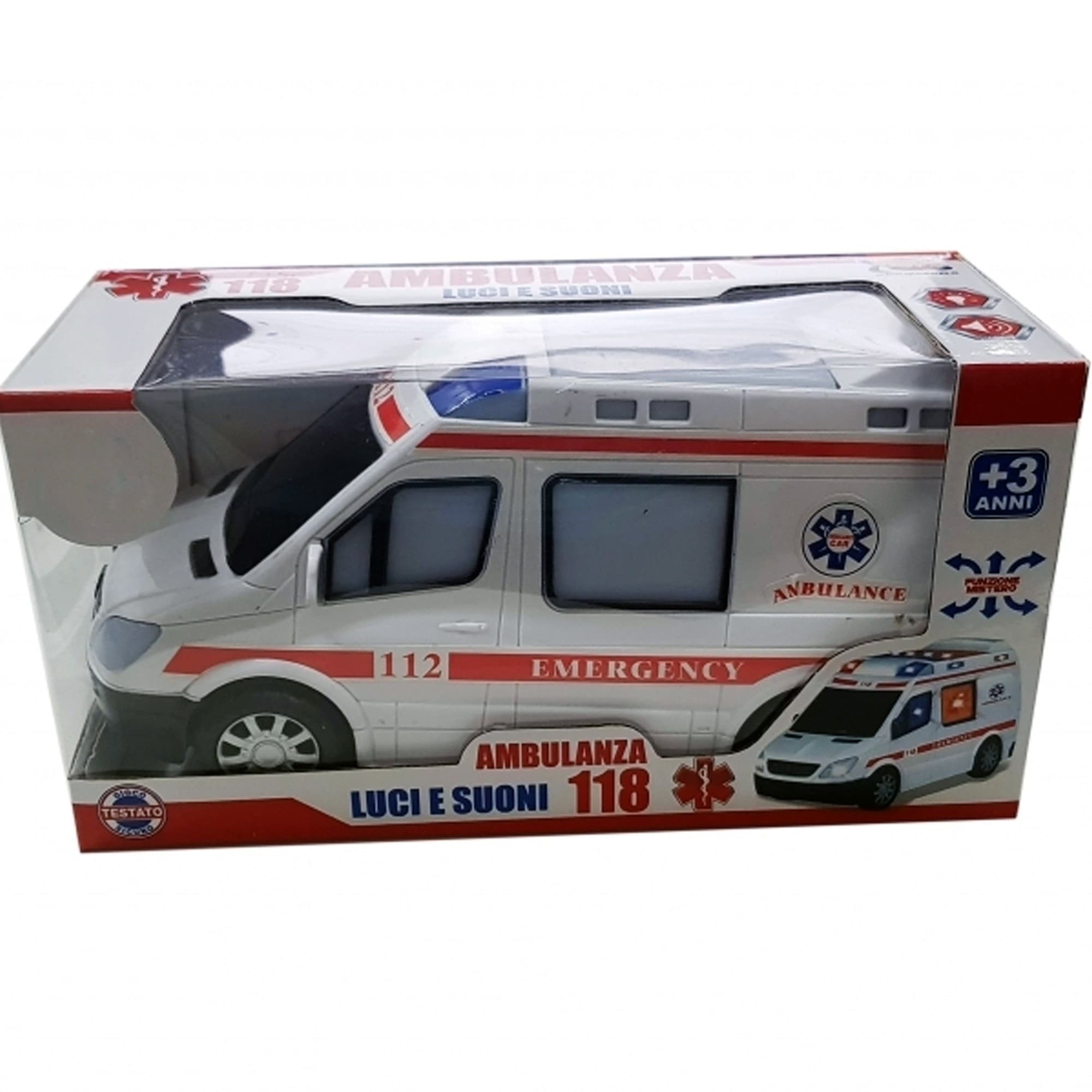 AMBULANZA EMERGENZA 118 112 DOTTORE CON LED LUCI E SUONI OSPEDALE GIOCO BIMBO - 1