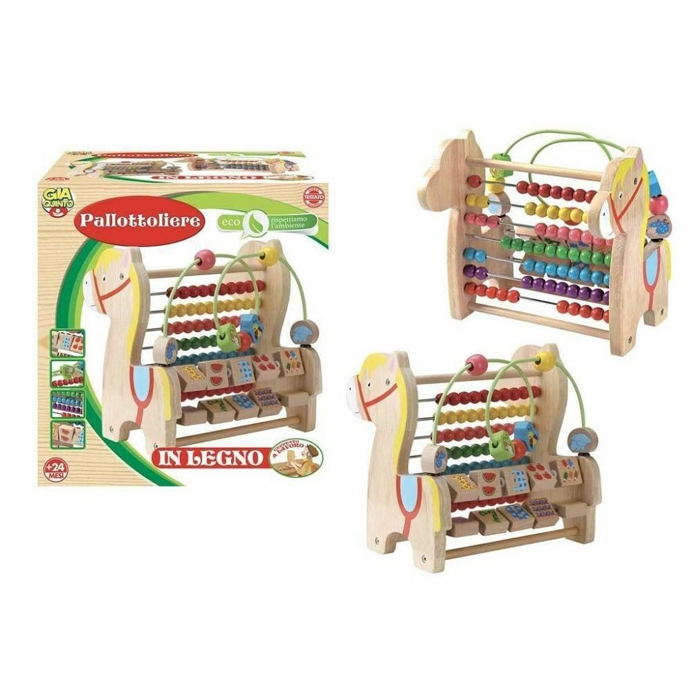 PALLOTTOLIERE IN LEGNO A FORMA DI CAVALLO GIOCATTOLO GIOCO BAMBINI