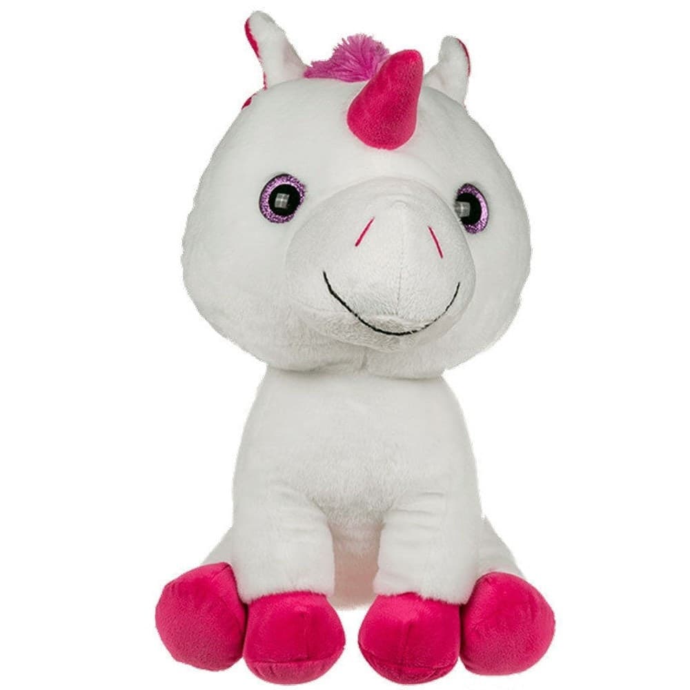 PELUCHE MORBIDO PER BAMBINI A FORMA DI UNICORNO LIOCORNO COLORE BIANCO E FUCSIA - 3