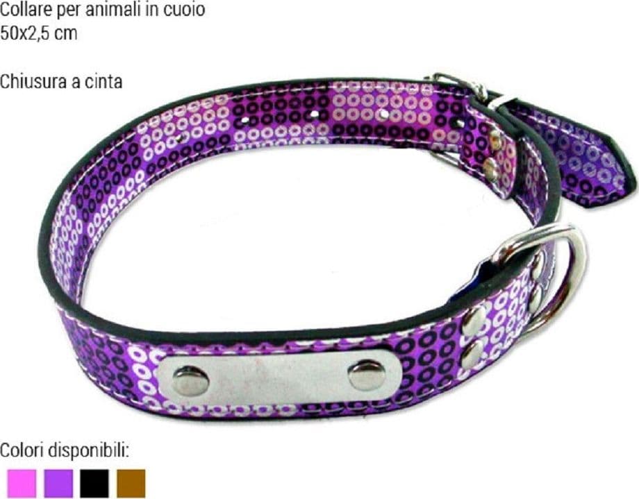 COLLARE PER CANI CUCCIOLI GATTI ANIMALI IN CUOIO CON TARGA 50 CM IN VARI COLORI - 2