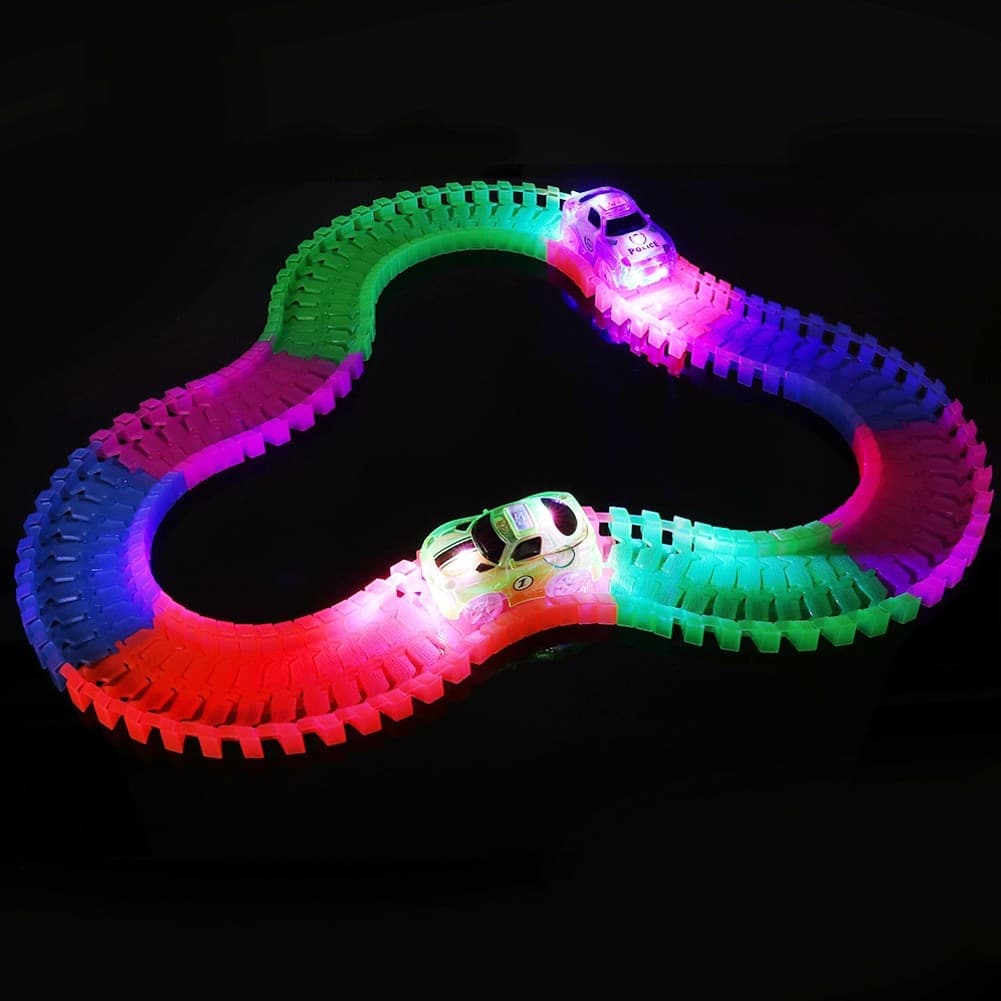 PISTA MAGIC MACCHININE FLESSIBILE COSTRUZIONI FLUORESCENTE AUTO CON LUCI BAMBINI - 2