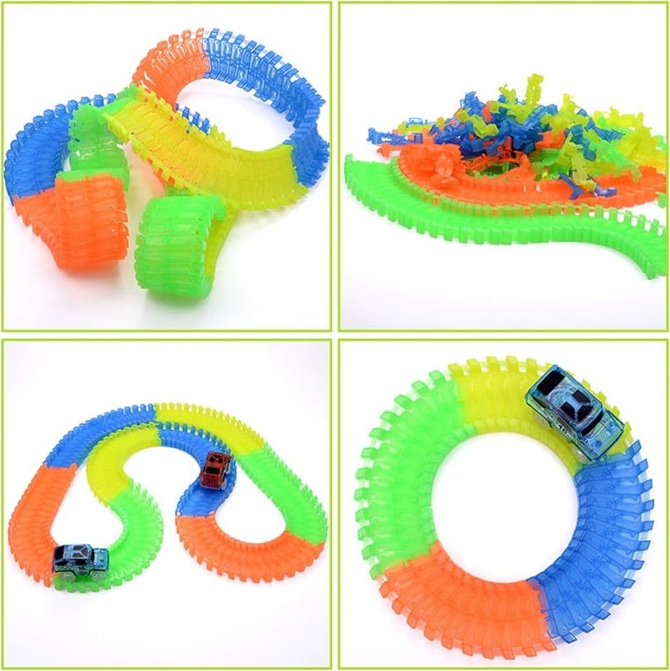 PISTA MAGIC MACCHININE FLESSIBILE COSTRUZIONI FLUORESCENTE AUTO CON LUCI BAMBINI - 3