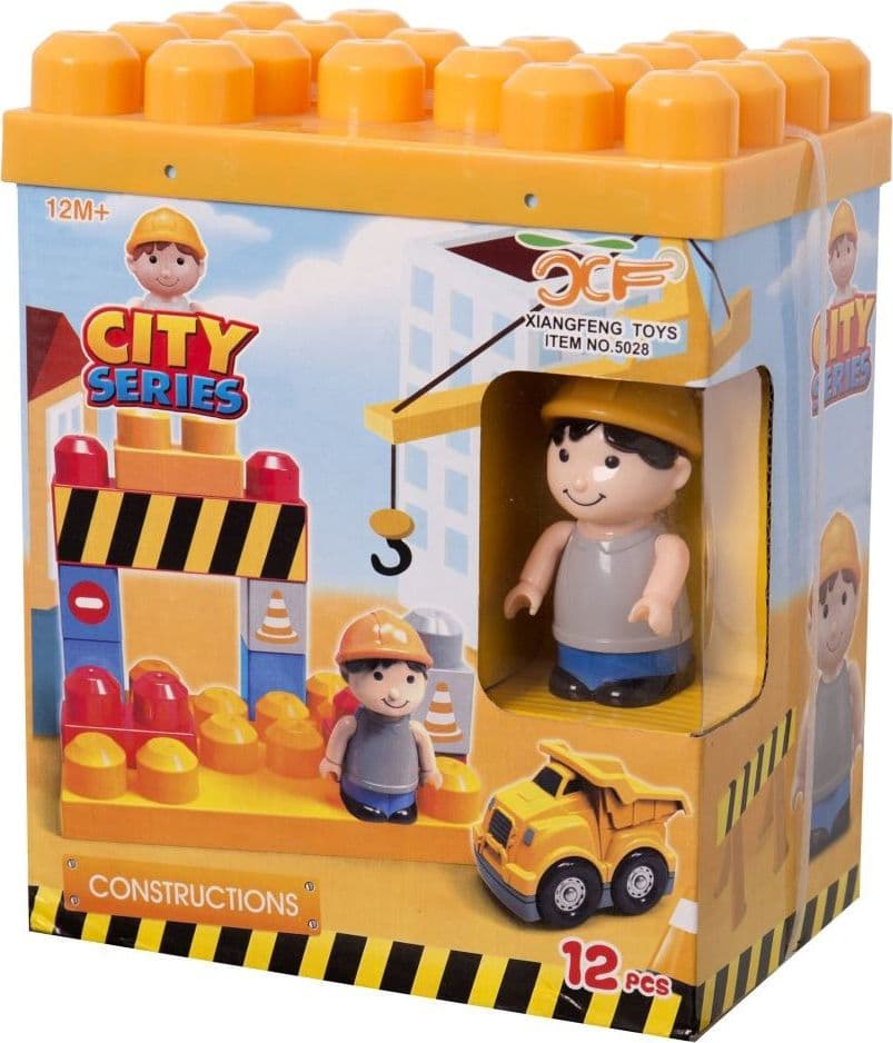 COSTRUZIONI GIOCATTOLO PER BAMBINI CANTIERE 12PZ CON PERSONAGGIO E ACCESSORI - 5