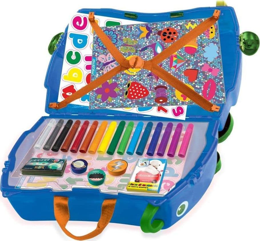 GIOCO GIRANDOLONE VALIGIA CON PENNARELLI STICKERS GIOCO MEMO CARTE MITAMA BLU - 2