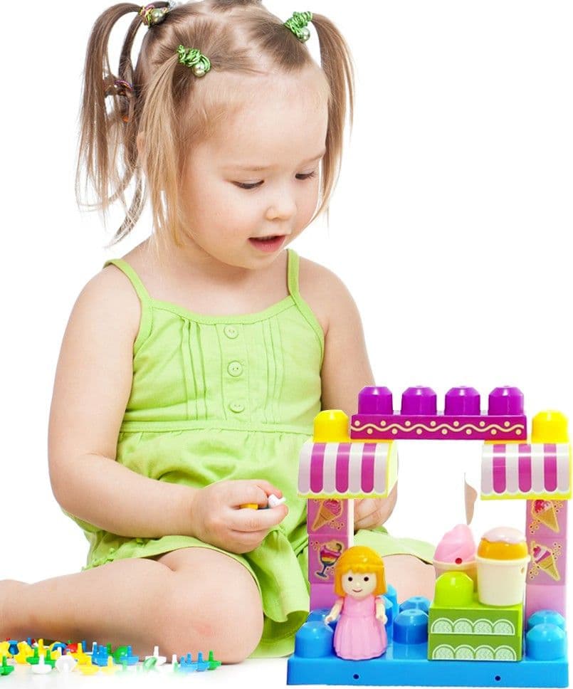 COSTRUZIONI GIOCATTOLO PER BAMBINI GELATERIA 14PZ CON PERSONAGGIO E ACCESSSORI - 4
