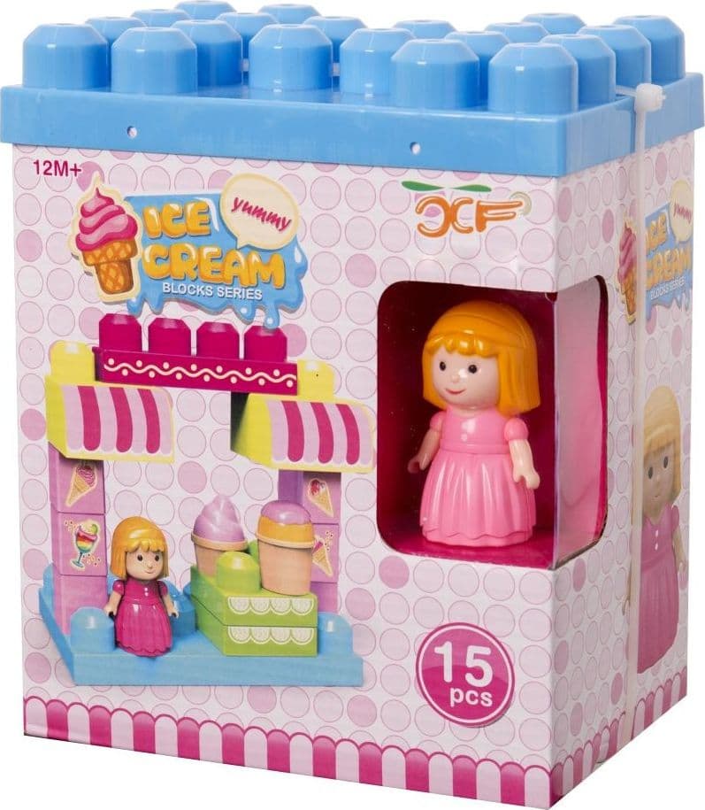COSTRUZIONI GIOCATTOLO PER BAMBINI GELATERIA 14PZ CON PERSONAGGIO E ACCESSSORI - 5